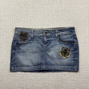 Y2K 2000's Guess Jeans Mini Skirt Size 30 Goth Emo Studded Punk Grunge Denim